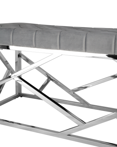 Банкетка-скамейка Stool group АРТ ДЕКО, вельвет серый, сталь серебро