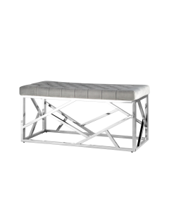 Банкетка-скамейка Stool group АРТ ДЕКО, вельвет серый, сталь серебро