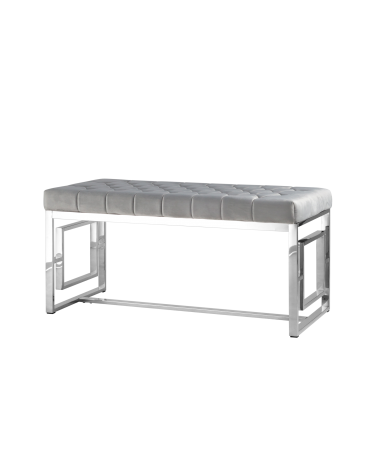 Банкетка-скамейка Stool group БРУКЛИН, вельвет серый, сталь серебро