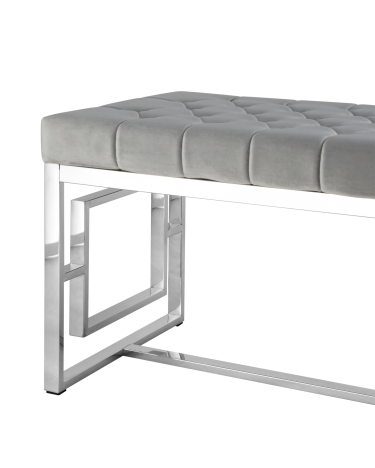 Банкетка-скамейка Stool group БРУКЛИН, вельвет серый, сталь серебро