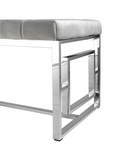 Банкетка-скамейка Stool group БРУКЛИН, вельвет серый, сталь серебро