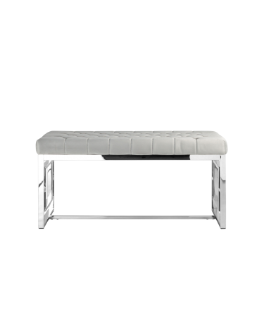 Банкетка-скамейка Stool group БРУКЛИН, вельвет серый, сталь серебро