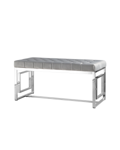 Банкетка-скамейка Stool group БРУКЛИН, вельвет серый, сталь серебро