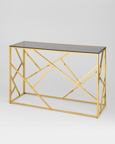 Консоль Stool group АРТ ДЕКО 120*40, стекло smoke, сталь золото