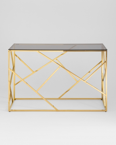 Консоль Stool group АРТ ДЕКО 120*40, стекло smoke, сталь золото