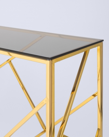 Консоль Stool group АРТ ДЕКО 120*40, стекло smoke, сталь золото