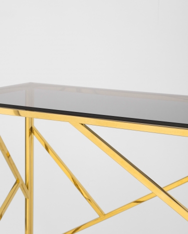 Консоль Stool group АРТ ДЕКО 120*40, стекло smoke, сталь золото