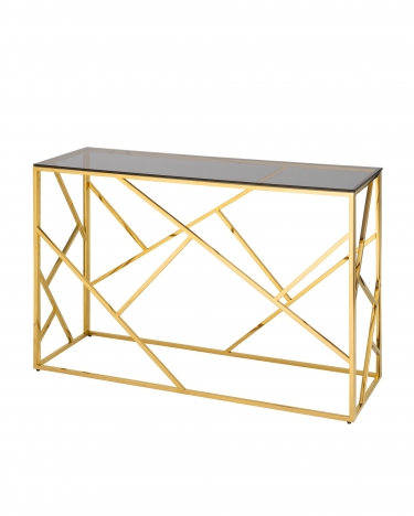 Консоль Stool group АРТ ДЕКО 120*40, стекло smoke, сталь золото