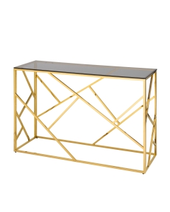 Консоль Stool group АРТ ДЕКО 120*40, стекло smoke, сталь золото