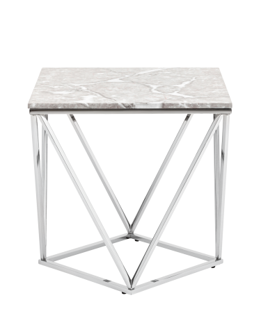 Журнальный столик Stool group Авалон 61х61, серый мрамор, сталь серебро