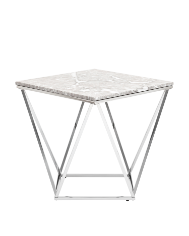Журнальный столик Stool group Авалон 61х61, серый мрамор, сталь серебро