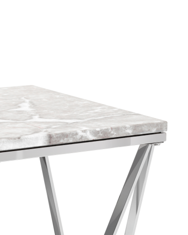 Журнальный столик Stool group Авалон 61х61, серый мрамор, сталь серебро