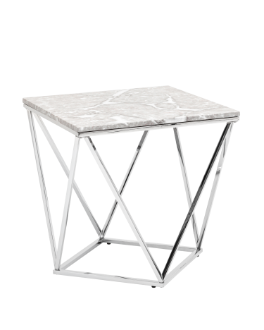 Журнальный столик Stool group Авалон 61х61, серый мрамор, сталь серебро
