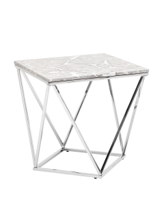 Журнальный столик Stool group Авалон 61х61, серый мрамор, сталь серебро