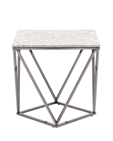 Журнальный столик Stool group Авалон 61х61, серый мрамор, сталь темный хром