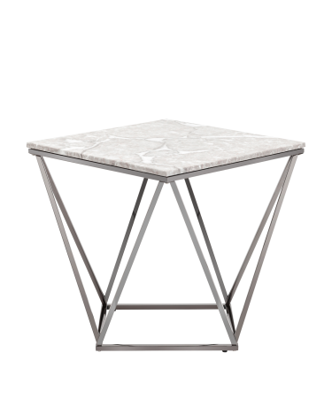 Журнальный столик Stool group Авалон 61х61, серый мрамор, сталь темный хром