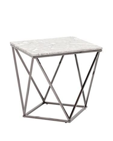 Журнальный столик Stool group Авалон 61х61, серый мрамор, сталь темный хром