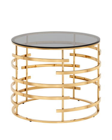 Журнальный столик  Stool group Инфлюэнс 60*60, стекло smoke, сталь золото