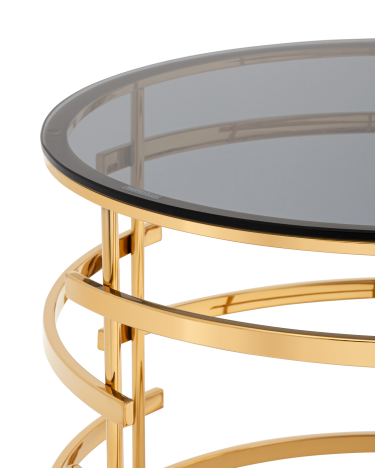 Журнальный столик  Stool group Инфлюэнс 60*60, стекло smoke, сталь золото
