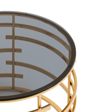 Журнальный столик  Stool group Инфлюэнс 60*60, стекло smoke, сталь золото
