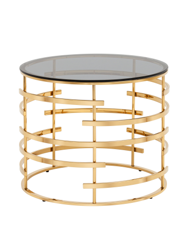 Журнальный столик  Stool group Инфлюэнс 60*60, стекло smoke, сталь золото
