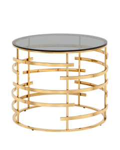 Журнальный столик  Stool group Инфлюэнс 60*60, стекло smoke, сталь золото