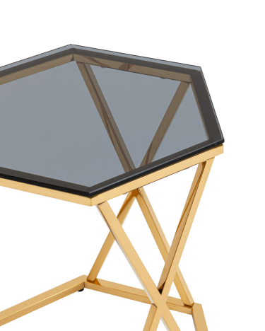 Журнальный столик Stool group Круз 48х42 стекло smoke, сталь Золото