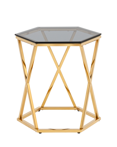 Журнальный столик Stool group Круз 48х42 стекло smoke, сталь Золото