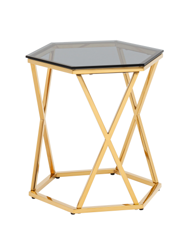Журнальный столик Stool group Круз 48х42 стекло smoke, сталь Золото