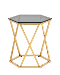 Журнальный столик Stool group Круз 48х42 стекло smoke, сталь Золото