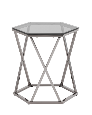 Журнальный столик Stool group Круз 48х42, стекло smoke, сталь тёмный хром