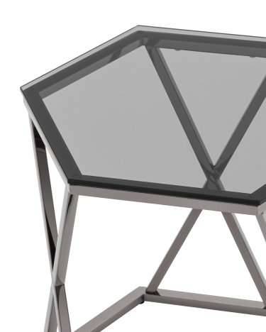 Журнальный столик Stool group Круз 48х42, стекло smoke, сталь тёмный хром
