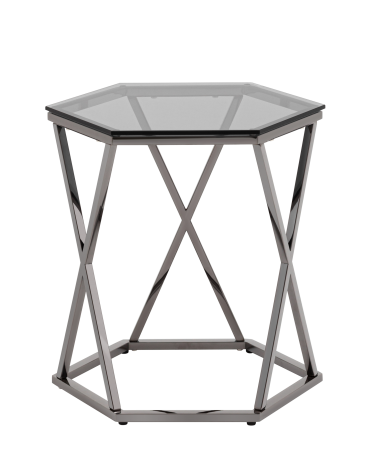 Журнальный столик Stool group Круз 48х42, стекло smoke, сталь тёмный хром