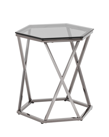 Журнальный столик Stool group Круз 48х42, стекло smoke, сталь тёмный хром