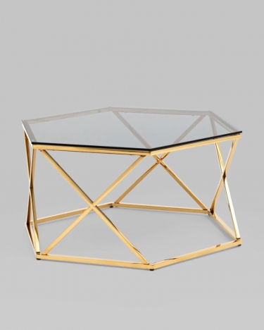 Журнальный столик Stool group Круз 93*80, стекло smoke, сталь золото