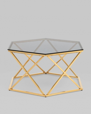 Журнальный столик Stool group Круз 93*80, стекло smoke, сталь золото