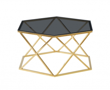 Журнальный столик Stool group Круз 93*80, стекло smoke, сталь золото