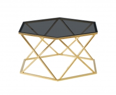 Журнальный столик Stool group Круз 93*80, стекло smoke, сталь золото