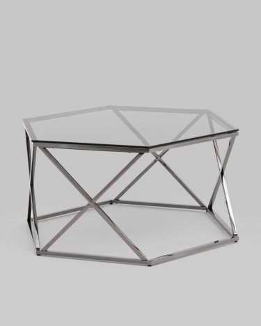 Журнальный столик Stool group Круз 93*80, стекло smoke, сталь тёмный хром