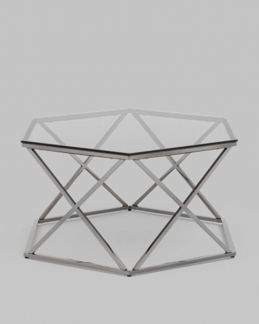 Журнальный столик Stool group Круз 93*80, стекло smoke, сталь тёмный хром