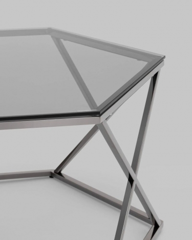 Журнальный столик Stool group Круз 93*80, стекло smoke, сталь тёмный хром