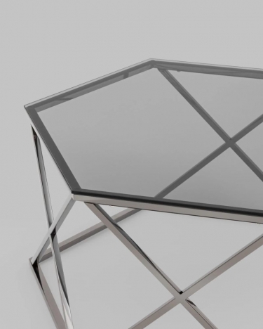 Журнальный столик Stool group Круз 93*80, стекло smoke, сталь тёмный хром