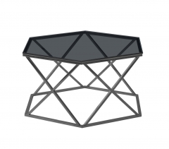 Журнальный столик Stool group Круз 93*80, стекло smoke, сталь тёмный хром