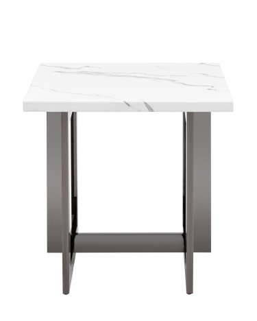 Журнальный столик Stool group Нэйтан 61х61, белый мрамор, сталь темный хром