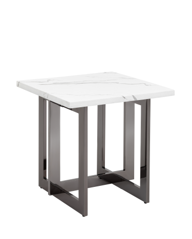 Журнальный столик Stool group Нэйтан 61х61, белый мрамор, сталь темный хром