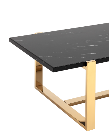 Журнальный столик Stool group Тоби 109*66, черный мрамор, сталь золото