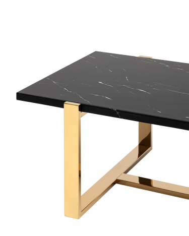 Журнальный столик Stool group Тоби 109*66, черный мрамор, сталь золото