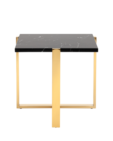 Журнальный столик Stool group Тоби 61*61, черный мрамор, сталь золото