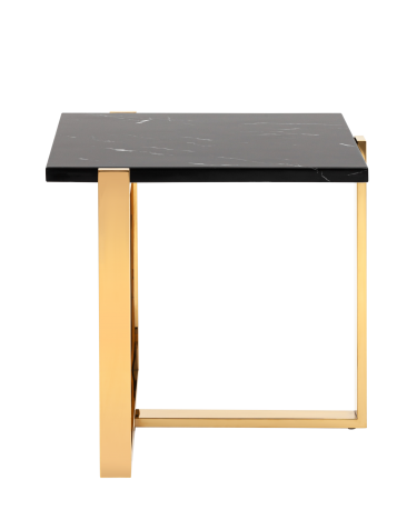 Журнальный столик Stool group Тоби 61*61, черный мрамор, сталь золото