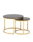 Набор журнальных столиков Stool group Селена  60 и 45 см, стекло черный мрамор, сталь золото